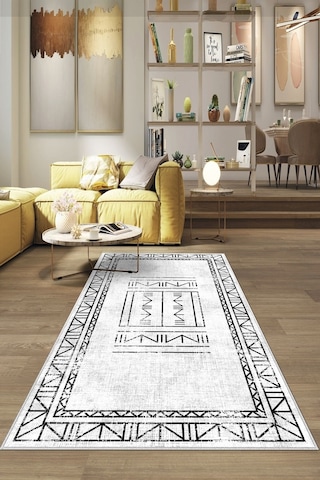West Home Dijital Baskı Yıkanabilir Kaymaz Taban Salon Halısı Mutfak Halısı Yolluk Ve Banyo Paspası Wh 435 White