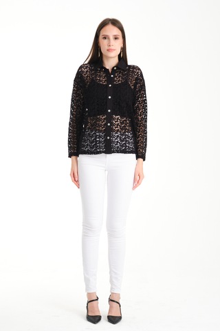 By Papi Dantel Gömlek Siyah