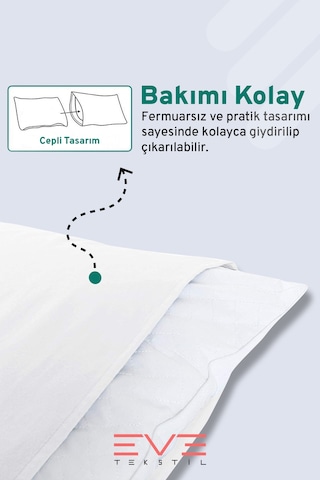 2 Adet Ranforce Düz Pamuk Antibakteriyel Yıkanabilir Lüks Yastık Kılıfı 50x70cm Beyaz