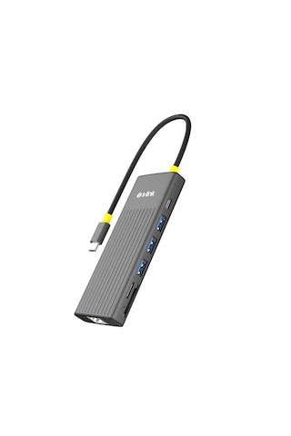 S-link Sw-u709 9 İn 1 Gri Metal 4k 60hz Hdmı 100w Pd, Rj45 Gigabit, 3xusb 3.2, Sd/tf Type-c Hub Adaptör