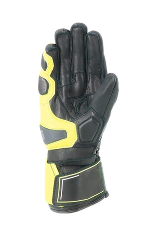 Oj Sleek Siyah/sarı Korumalı Uzun Racıng Deri Eldiven S