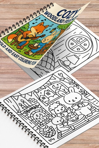 Cozy Woodland Friends Bold And Easy 20x20 Cm Büyük Boyama Kitabı, Çocuklar Ve Yetişkinlere