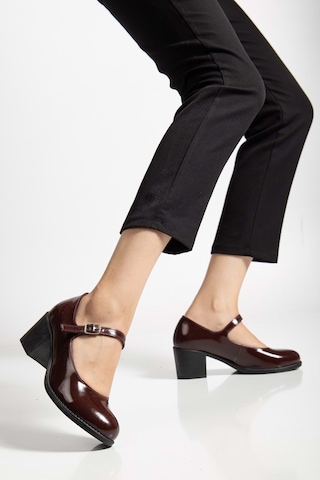 Analin Shoes Kadın Hakiki Deri Bantlı Topuklu Ayakkabı Bordo