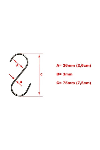 S Kanca - Askı Kancası - Krom Paslanmaz - 100 Adet 3mm