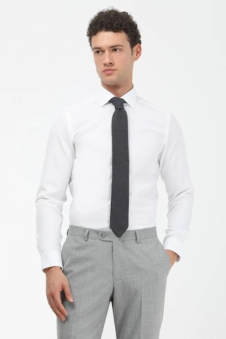 Kip Erkek Düz Slim Fit Dokuma Klasik Pamuk Karışımlı Gömlek Gm-4915 Beyaz Beyaz