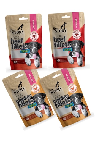New Story Dog Mix Fillets Sığır + Tavuk Etli Şerit Yumuşacık Ödül 4 x 80 G
