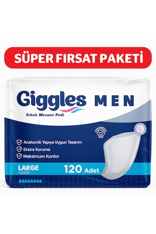 Giggles Yetişkin Erkek Mesane Pedi - L Beden - 6 Paket 120 Adet L