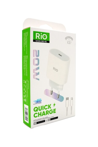 Rio Tech 20w iPhone Uyumlu Hızlı Şarj Seti Usb-c Adaptör + Lightning Kablo lı Paket Rio
