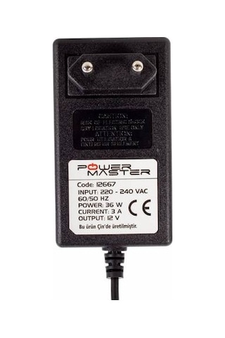 Powermaster PM-12667 12 V 3A Plastik Kasa Priz Tipi Adaptör 5.5*2