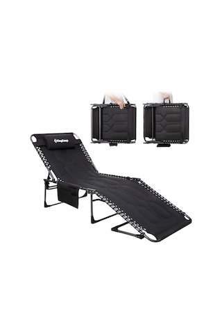 Kingcamp Magnolia B20 Premium 7 Kademeli Katlanır Dolgulu Şezlong Black Siyah