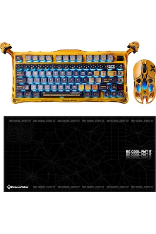 Gravastar K1 Pro Mekanik Gaming Klavye, X Kablosuz Optik Mouse Ve Mousepad Oyuncu Seti, Battle-worn Optik