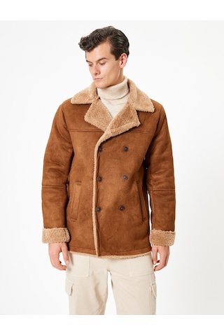 Koton Slim Fit Mont Süet Görünümlü İçi Peluşlu Düğmeli Kahverengi 5wam20071hw Kahve Kahverengi