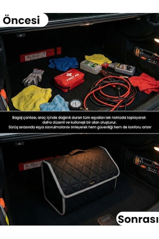 Araç Bagaj Düzenleyici Organizer Tay Tüyü Kaymaz Cırt Bantlı Geniş Hacimli Çanta A5