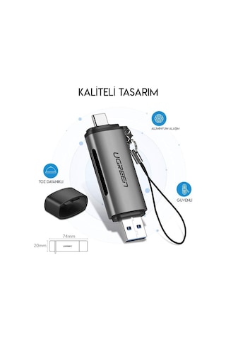 Ugreen Type-C Ve Usb 3.0 Sd Tf Kart Okuyucu