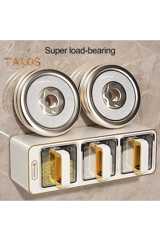 Createtech Gri 1 Takım Duvara Montaj Baharat Kutusu, 3 Kaşık Etiketli Baharat Depolama Kavanoz Gri