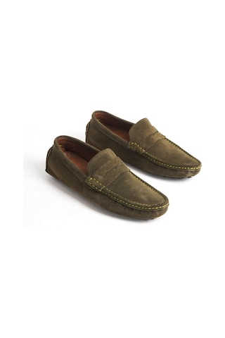 Mubiano Hakiki Deri Erkek Süet Haki Loafer -mssr1277-hk Haki