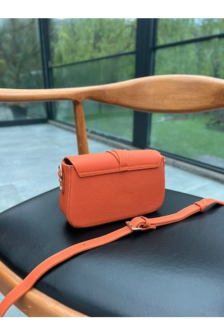 Mft Leather Hakiki Deri Kadın Çanta Viola 1524 Flother Mat Turuncu