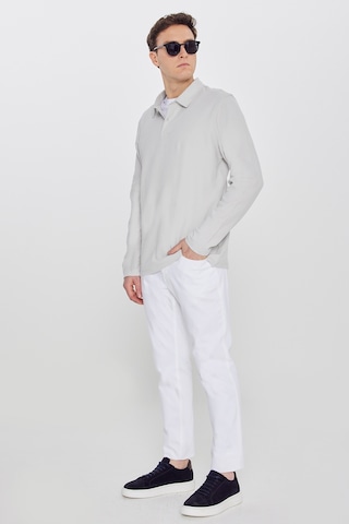 AC&Co / Altınyıldız Classics Erkek Grı %100 Pamuk Slim Fit Dar Kesim Polo Yaka Jakarlı Triko Tişört Gri