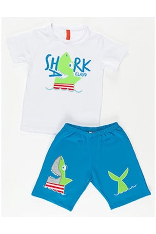 Denokids Shark Island Şort Takım Çok Renkli