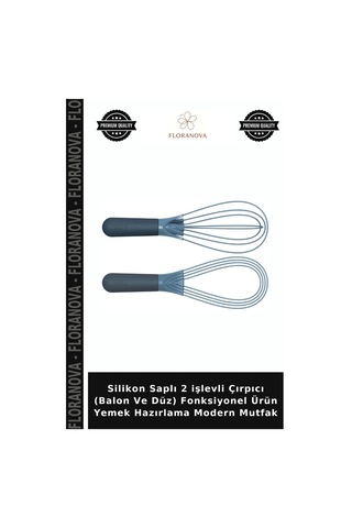 Silikon Saplı 2 İşlevli Çırpıcı Balon Ve Düz Fonksiyonel Ürün Yemek Hazırlama Modern Mutfak Çok Renkli