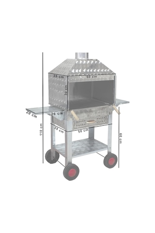 Metehan MTH-204 Davlumbazlı - Kanatlı - Çekmeceli - Maltız Izgaralı Mangal