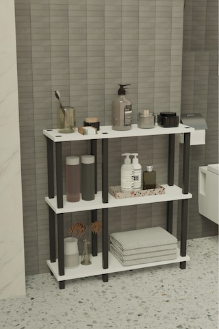 Terada 3 Katlı Banyo Düzenleyici Çok Raflı Banyo Organizeri Çok Amaçlı Banyo Düzenleyici - Beyaz Beyaz