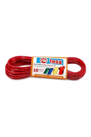 Tesa Pvc Kaplı Çelik Çamaşır İpi 10 Metre Dayanıklı Paslanmaz Çelik İç Telli Çamaşır Asma İpi Güçlü Taşıma Kapasiteli Kırmızı Çamaşır İpi Diğer