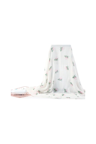 Moveevo Insular Bambu Elyaf Bebek Gazlı Bez Kundak Yumuşak Nefes Alabilen Bebek Emzirme Battaniyesi 130 110cm Gül Beyaz