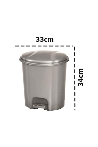 Motek Elit Pedallı Plastik Çöp Kovası İç Kovalı 12 Lt Gümüş Gri