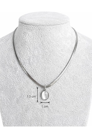 Taşlı Oval Uçlu Yılan Zincir Kolye Altın & Gümüş Renk Seçenekli 39917458