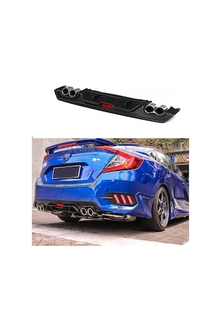 Honda Civic Fc5 Turbo Difüzör 2017 Arka Tampon Eki Siyah