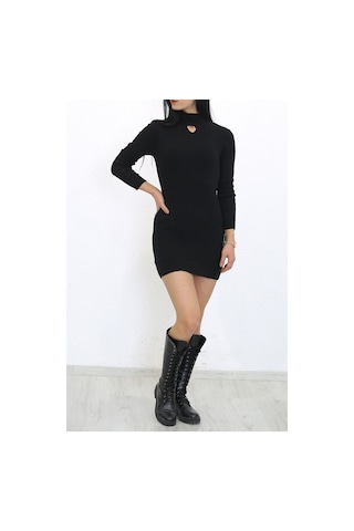 Bensu Store - Yarım Balıkçı Dekolteli Elbise Siyah - 7975.1319. 001