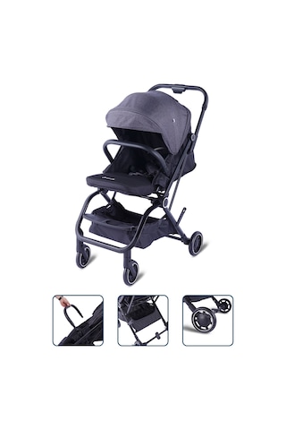Baby Storch - F8 Model 360 Derece Dönebilen Bebek Arabası - Gri