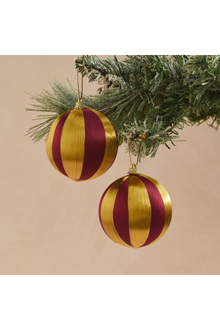 Karaca Home New Year 4'lü Ağaç Süsü Kırmızı Gold Diğer