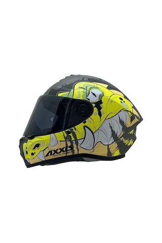 Draken S Trooper D3 Mat Fluor Yellow Desenli Motosiklet Kaskı Çift Vizörlü Trooper Mat Fluoer Yellow