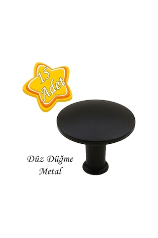 15 Adet Düz Düğme Siyah Kulp Mobilya Çekmece Dolap Kapak Kulbu Metal Kulp Aksesuarları Vidalı