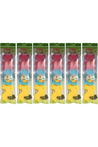 Derma Naturel 3 Lü Renkli Bebek Banyo Süngeri 6 Lı Set