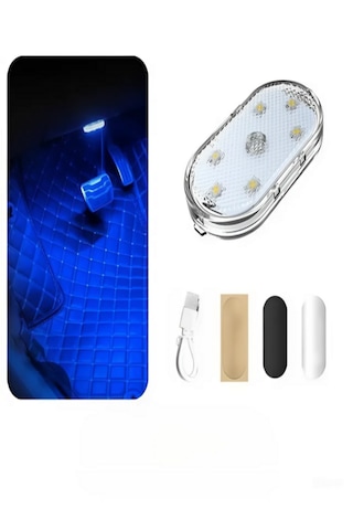 Araç Ve Dolap İçi Mavi Işık Şarjlı Dokunmatik Led Lamba Işık