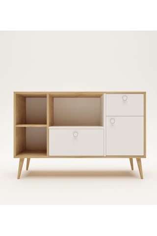 Floradesign Fresh120 Kahve Köşesi / Çok Amaçlı Dolap / Airfryer Dolabı / Mutfak Organizeri Meşe+beyaz