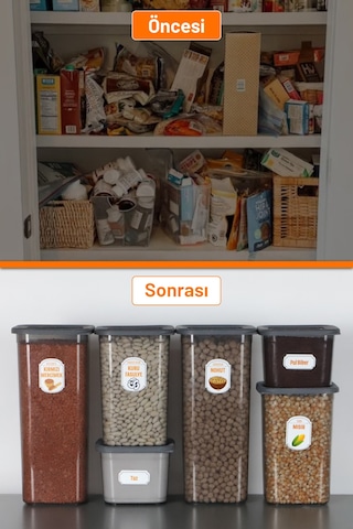 İronika 12'li Sızdırmaz Silikon Kapaklı Etiketli Jumbo Boy 1900 Ml Kare Erzak Bakliyat Saklama Kabı Antrasit Antrasit