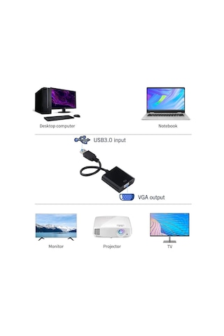 4956s USB 3.0 To Vga Çevirici Dönüştürücü Adaptor Monitör Kablosu