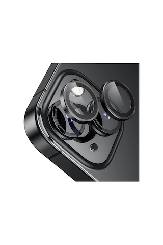 Buff Apple Uyumlu iPhone 15 / 15 Plus Kamera Metal Lens Koruyucu Siyah