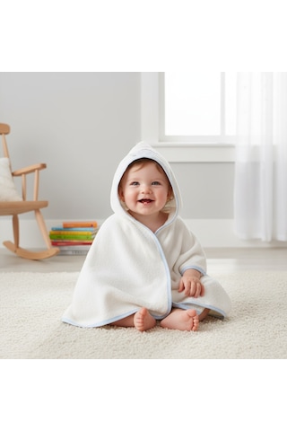 Unisex Yenidoğan Bebek Kapüşonlu Ahtapot Nakışlı Havlu Standart