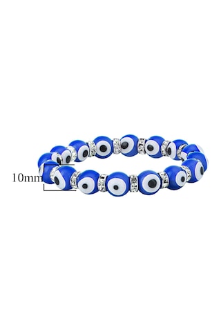 Stretch 10 Mm Lacivert Nazar Boncuklu Kristal Taşlı Rondel Bileklik Diğer