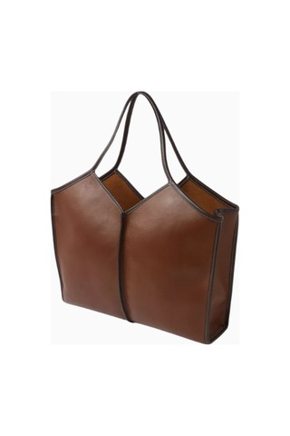 Hereu Calella Orta Boy El Yapımı, Yumuşak Dana Derisi Minimalist Tote Çanta Omuz Çantası Kahverengi