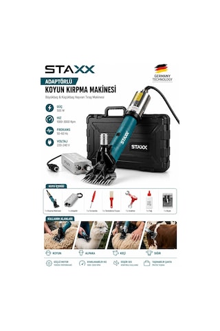 Staxx Kkad100 Rus Tipi Adaptörlü Hayvan Kırpma Makinesi 500w Koyun Keçi Alpaka Sığır Tıraş Makinesi