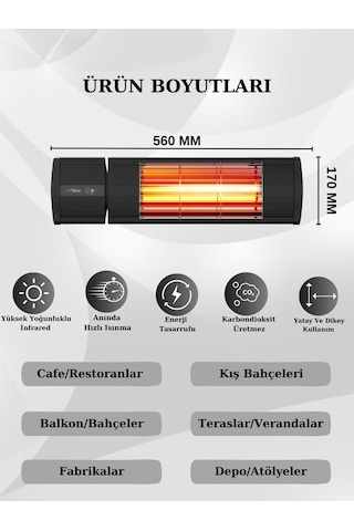 Hottable Supreme Plus 2000 W Uzaktan Kumandalı Isı Kademeli Infrared Dış Ortam Isıtıcı