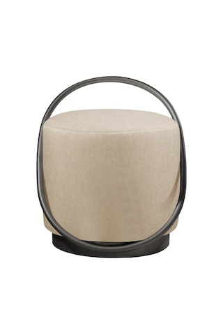 Loop Serisi Puf, Metal Halkalı Puf, Makyaj Oturağı ,puf Bench Montajsız Oturak Siyah Metal Ayaklı KREM