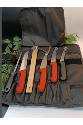 Sürmene Yapımı Kılıflı Et, Ekmek, Sebze, Mutfak, Kurban Palta Bıçakları Seti Hadnmade Çok Renkli