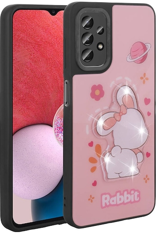 Zore Galaxy Uyumlu A23 Kılıf Parlayan Kabartmalı İkonik Figürlü Amas Silikon Kapak - Pem Pembe